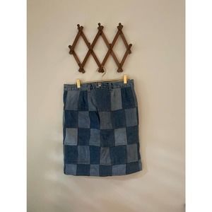 Patchwork Jean Pencil Mini Skirt